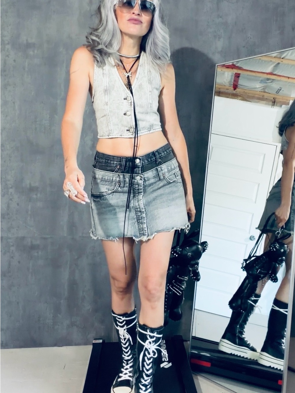 Grey Washed Denim Vest